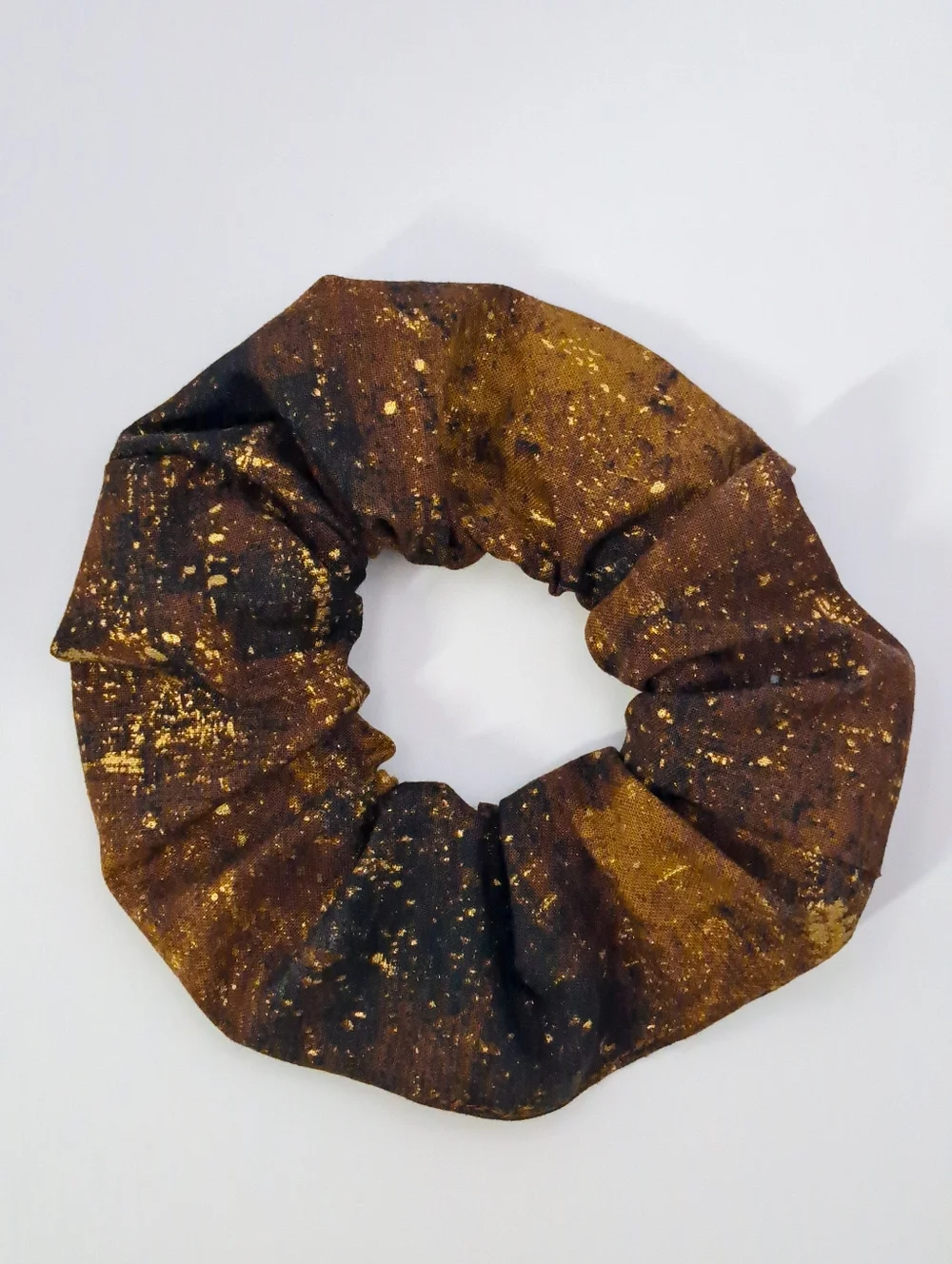 Chocolate Brown Gold Speckled Scrunchie Hair Rie Cotton Women's Accessory